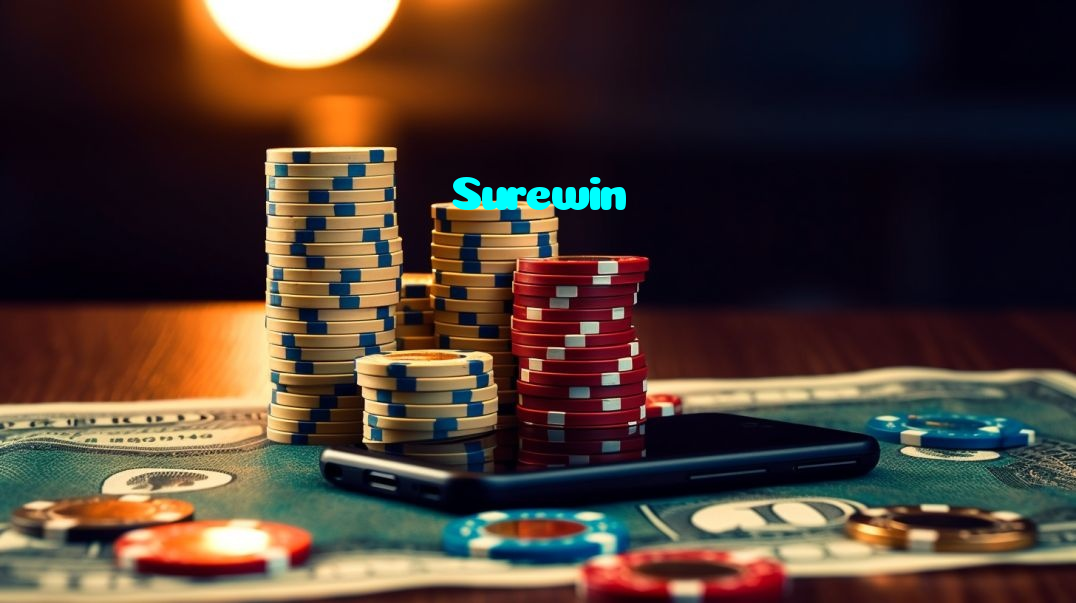 Surewin casino presented on mobile device in Pakistan with slots and live games
